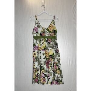 Floral Womens Boho Cottage Garden Party Sundress Tiered Empire Waist Smocked XL